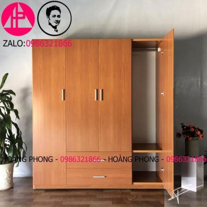 Tủ quần áo 4 cánh mãu gỗ đỏ - Tủ nhựa đài loan cao cấp (1m62 x 1m85) Miễn phí vận chuyển Bảo hành 2 năm tại nhà