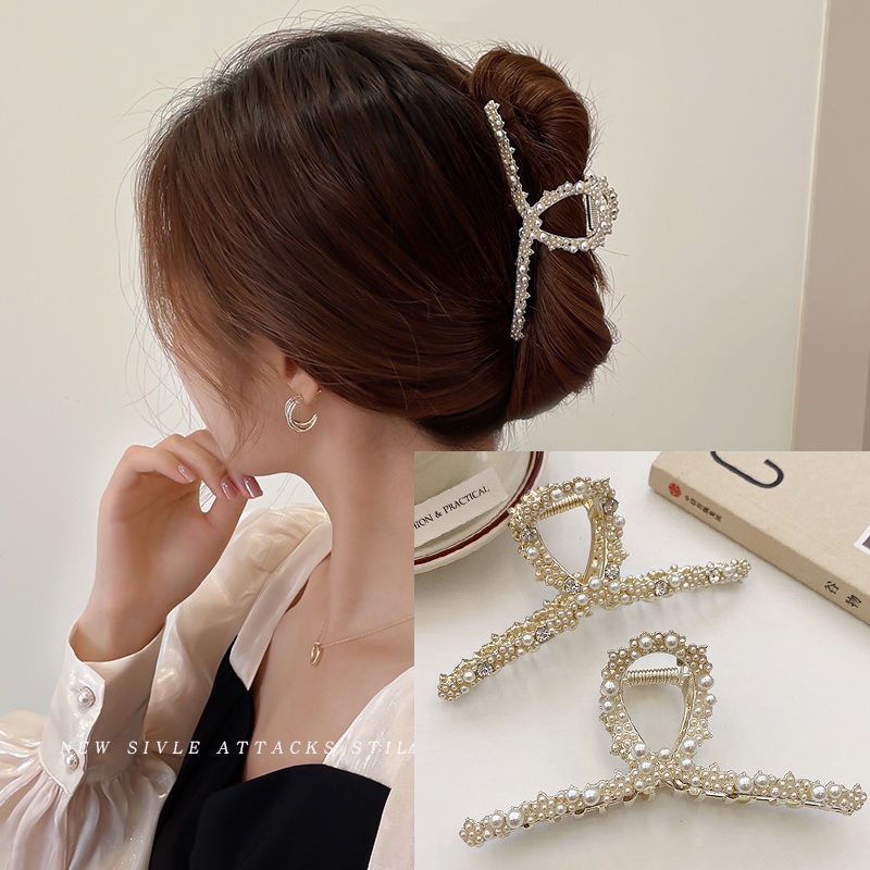 Kẹp Tóc Đính Ngọc Trai Thiết Kế Lưng Độc Đáo Thời Trang Cao Cấp Cho Nữ