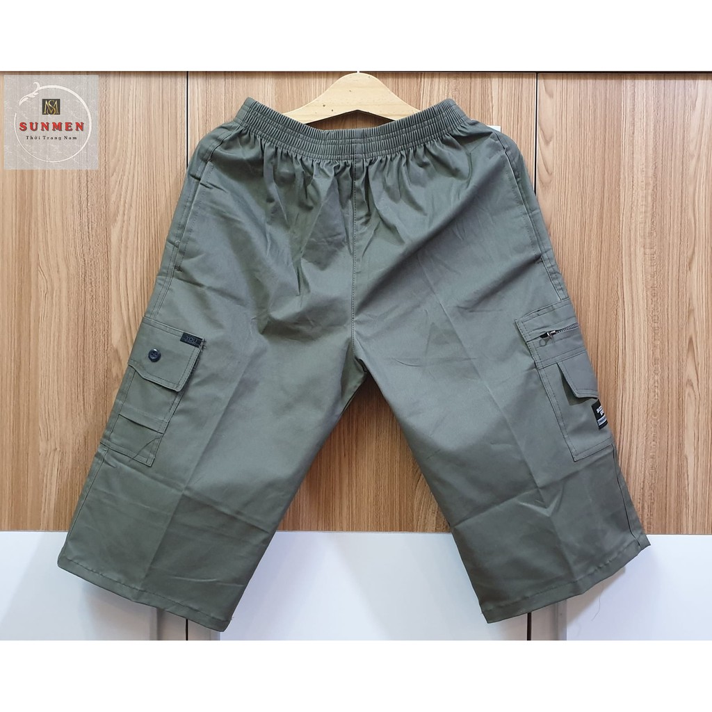 [HCM] Quần Short Nam Kaki Túi Hộp Lưng Thun Co Giãn From Dài Rộng Thoải Mái Vải Mềm Mịn Trung Niên SUNMEN FreeSize
