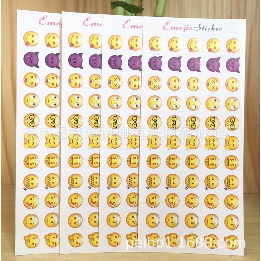 Bộ 6 tờ sticker mặt cười Emojic - làm album DIY