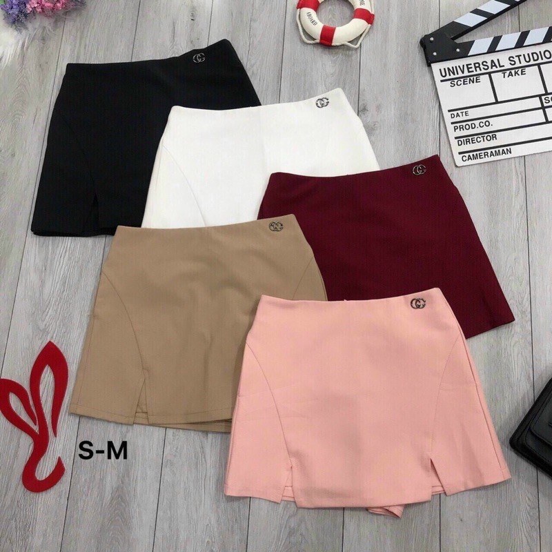 chân váy chữ A xẻ có quần bên trong