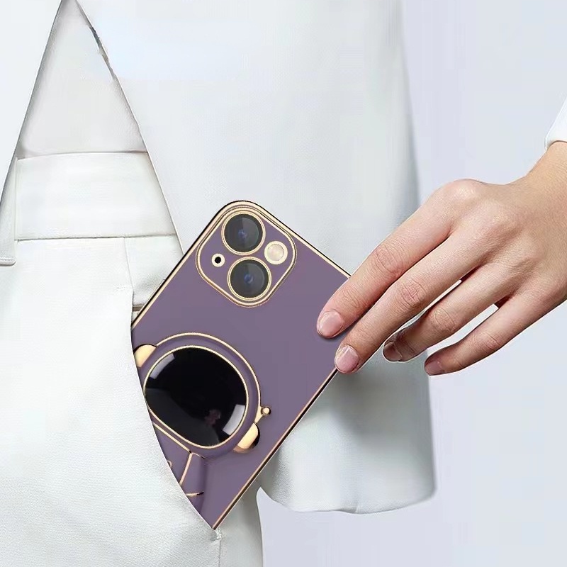 Ốp Điện Thoại Dẻo In Hình Phi Hành Gia 3D Có Giá Đỡ Gập Gọn Cho IPhone 14 Pro Max 13 12 11 14Plus XR X XS Max SE 7 8 6S Plus