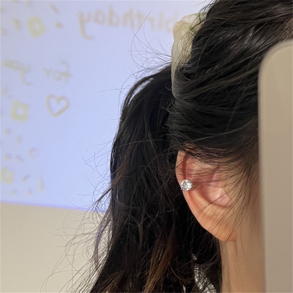 2 Khuyên Kẹp Vành Tai Bạc 925 Đính Đá Thời Trang