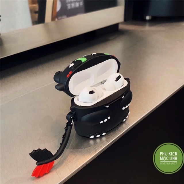 Tặng kèm móc treo - Case airpod Light Fury Night Fury Vỏ bao ốp Airpods silicon đựng tai nghe không dây 1 và 2