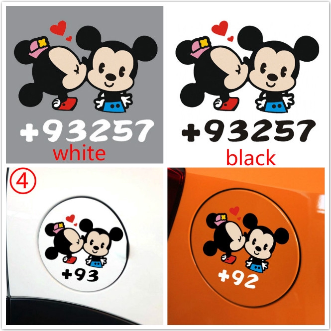 Miếng Dán Trang Trí Gương Chiếu Hậu Xe Hơi / Mô Tô Hình Mickey Minnie Dễ Thương