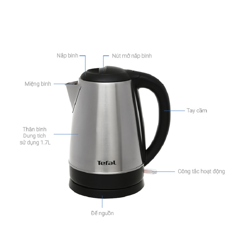 Bình đun siêu tốc Tefal KI800D68 - inox - 1800W, 1.7L