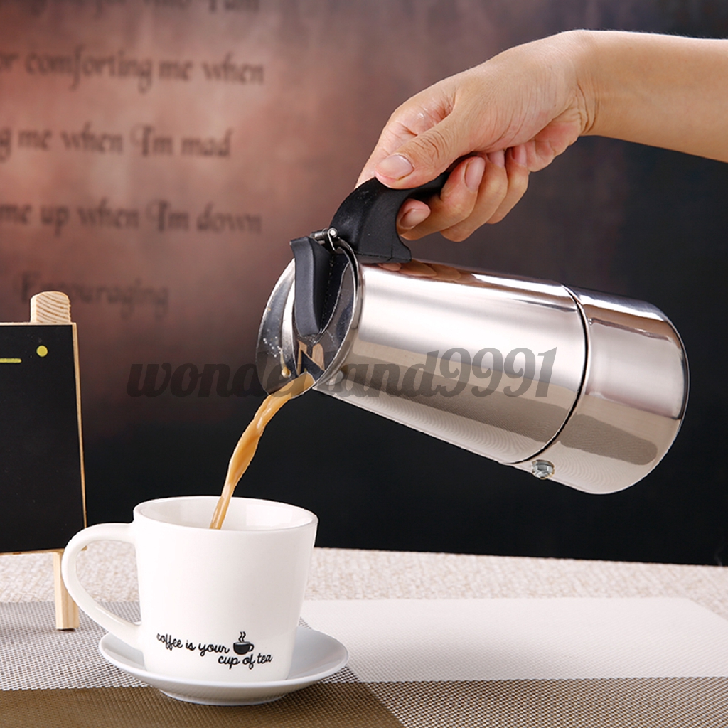 Máy Pha Cà Phê Espresso Moka Chất Liệu Thép Không Gỉ