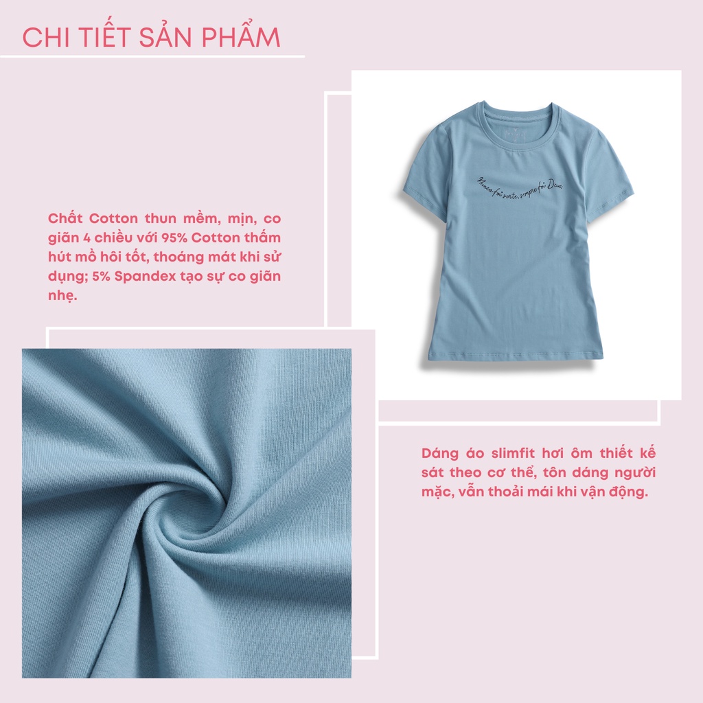 Áo phông nữ ADINO màu xanh đậu họa tiết vải cotton mịn thấm hút mồ hôi co giãn 4 chiều dáng công sở slimfit hơi ôm ATN14