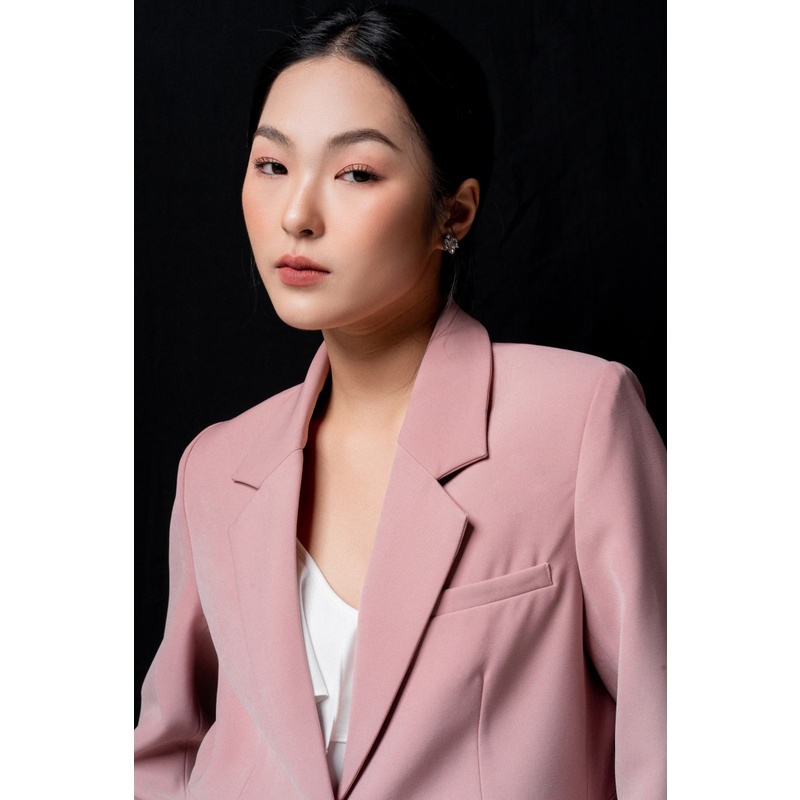 Áo khoác Blazer nữ dáng oversize khuy đen hai màu_MONOTALK 22T40001TK