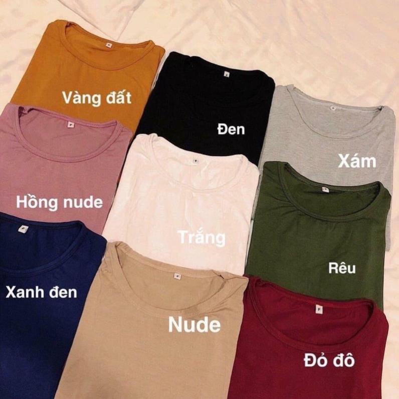 ✿ Áo thun trơn nữ dài tay cổ tròn made in Thái Lan dưới 55kg ✿