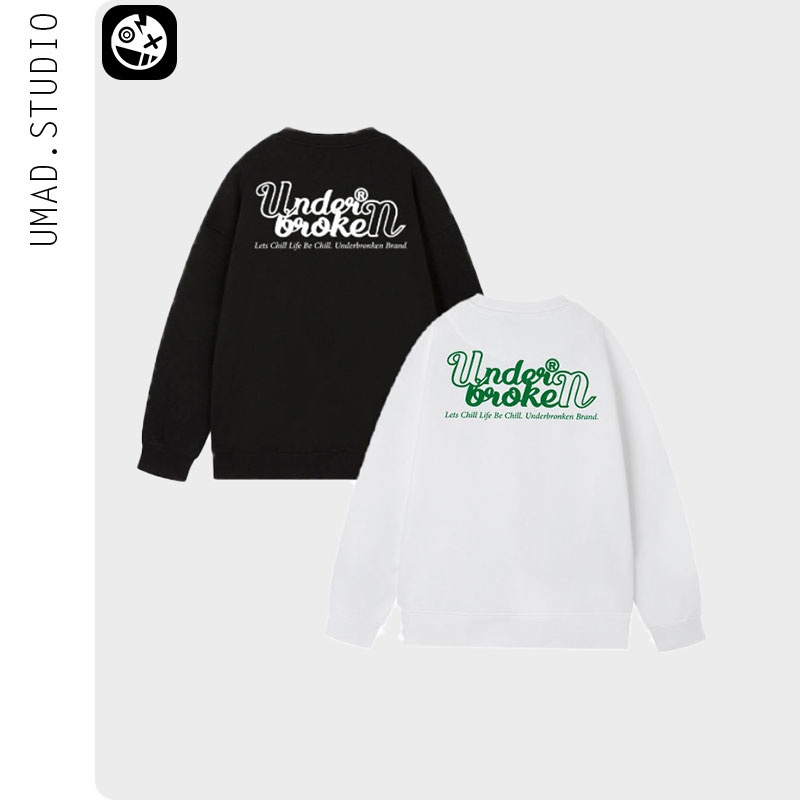 Áo Sweater UMAD nỉ tay dài UNDER BROKEN form rộng cổ tròn cho nam nữ, hoodie không nón cho mùa thu đông