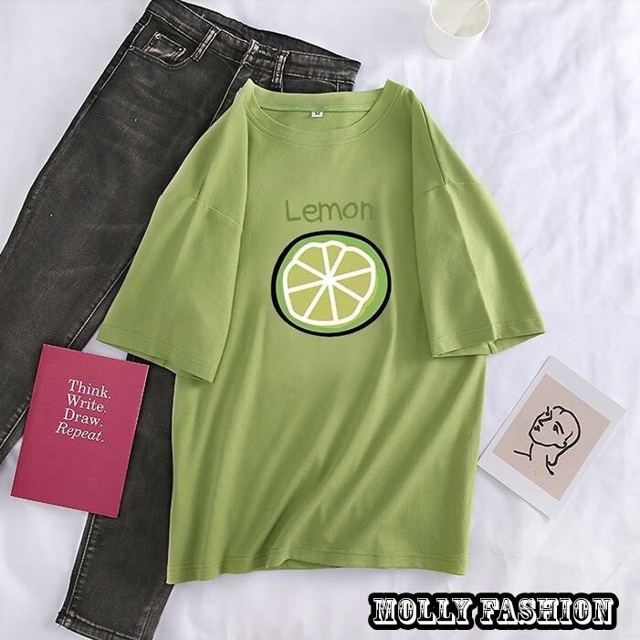 Áo thun tay lỡ ❤️ Áo phông Unisex LEMON form rộng Freesize dành cho nam nữ Molly Fashion