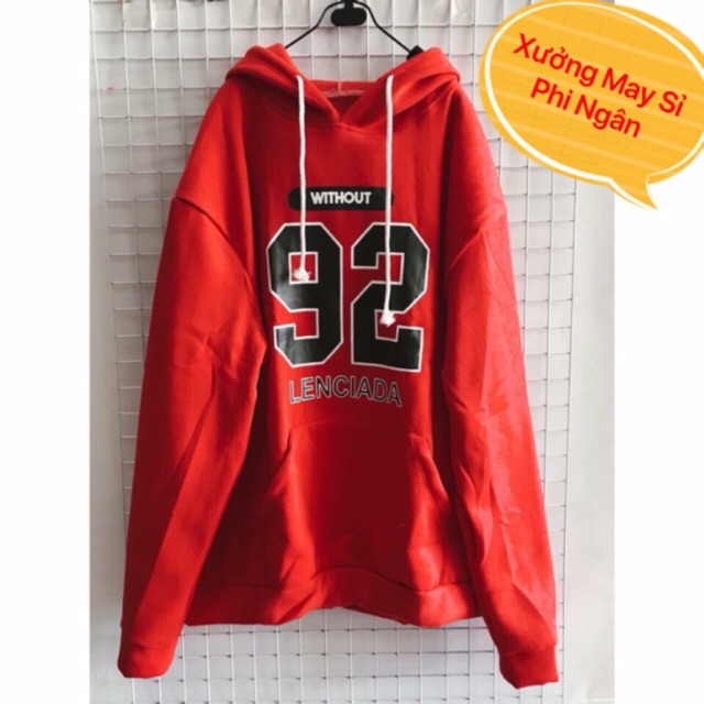 HOODIE số 92 NỈ LÓT LÔNG DÀY MỊN FREESIZE <65kg
