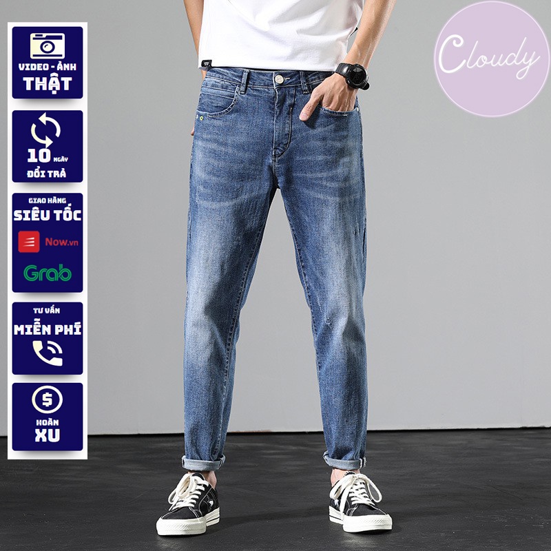 Quần Jean Nam Xanh Bảo Dương, Quần Bò Wash, Quần Jean Trẻ Trung Thời Trang, Chất Co Giãn, Mặc Cực Chất, Lỗi 1 Đổi 1