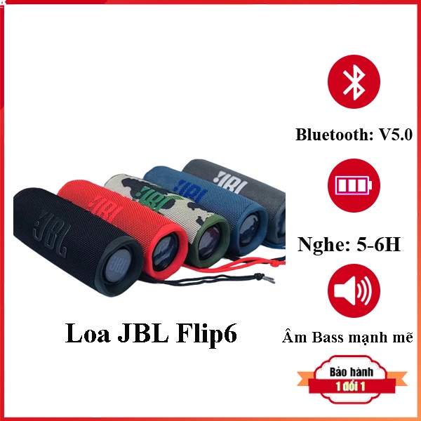 Loa Bluetooth Flip 6 bản mới nhất với âm thanh trung thực, sống động có bass Bluetooth 5.1 – Bảo hành 1 đổi 1