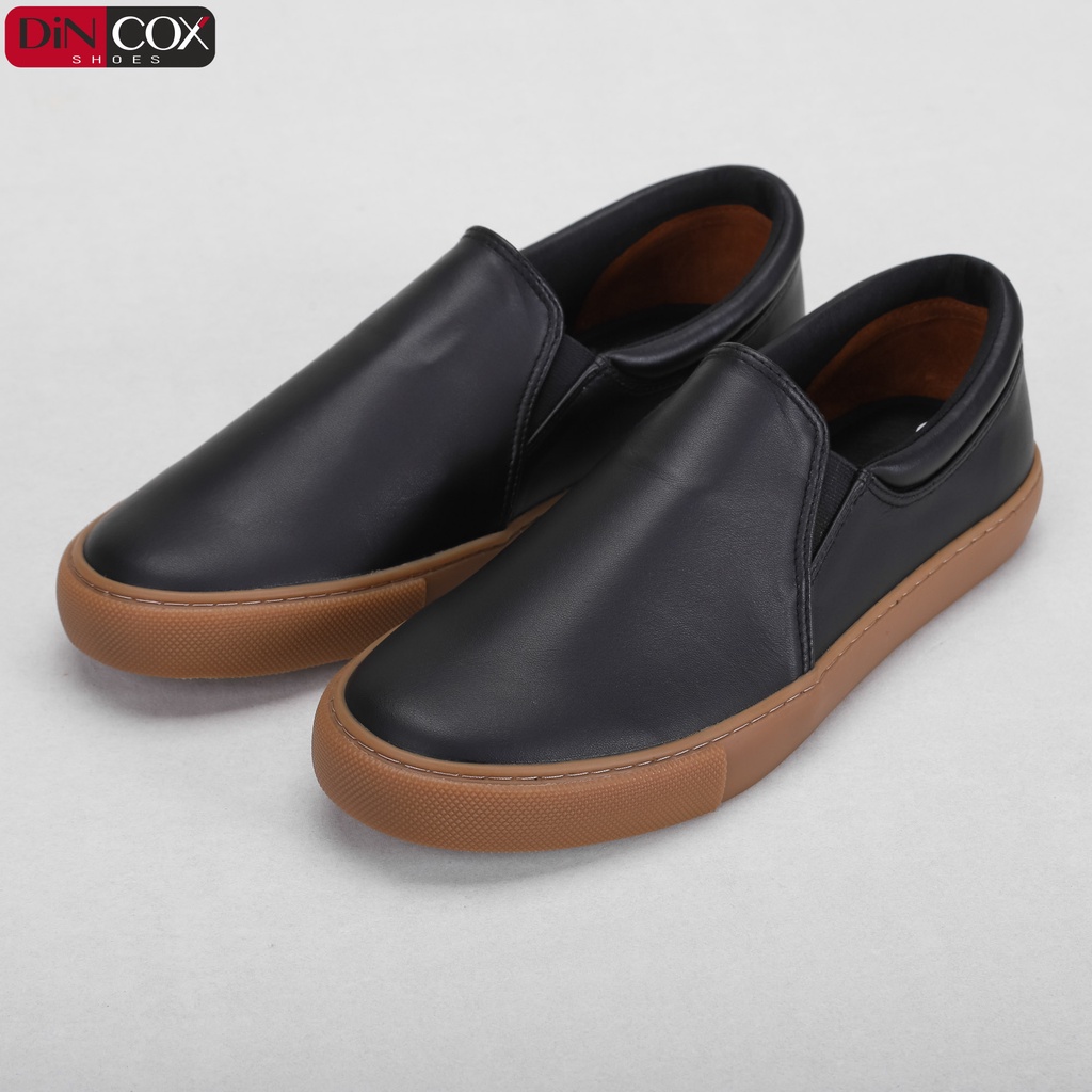 Giày Lười Sneaker Da Nam DINCOX C38 Đơn Giản, Lịch Lãm Black