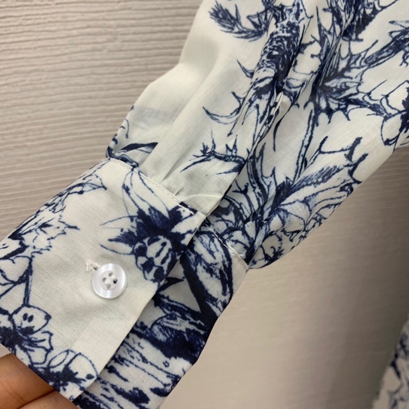 Đầm sơ mi nữ dài tay có dây rút thắt eo dáng xoè cao cấp thương hiệu Dior CD 2022