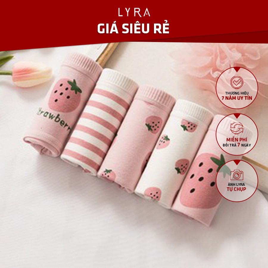 Quần lót, Quần Chip nữ cotton LYRA họa tiết dâu tây ngọt ngào dễ thương mềm mại, thoáng mát, kháng khuẩn | BigBuy360 - bigbuy360.vn