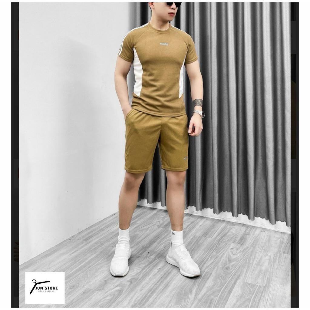 Bộ quần áo thể thao nam cổ tròn phong cách cao cấp năng động mùa hè