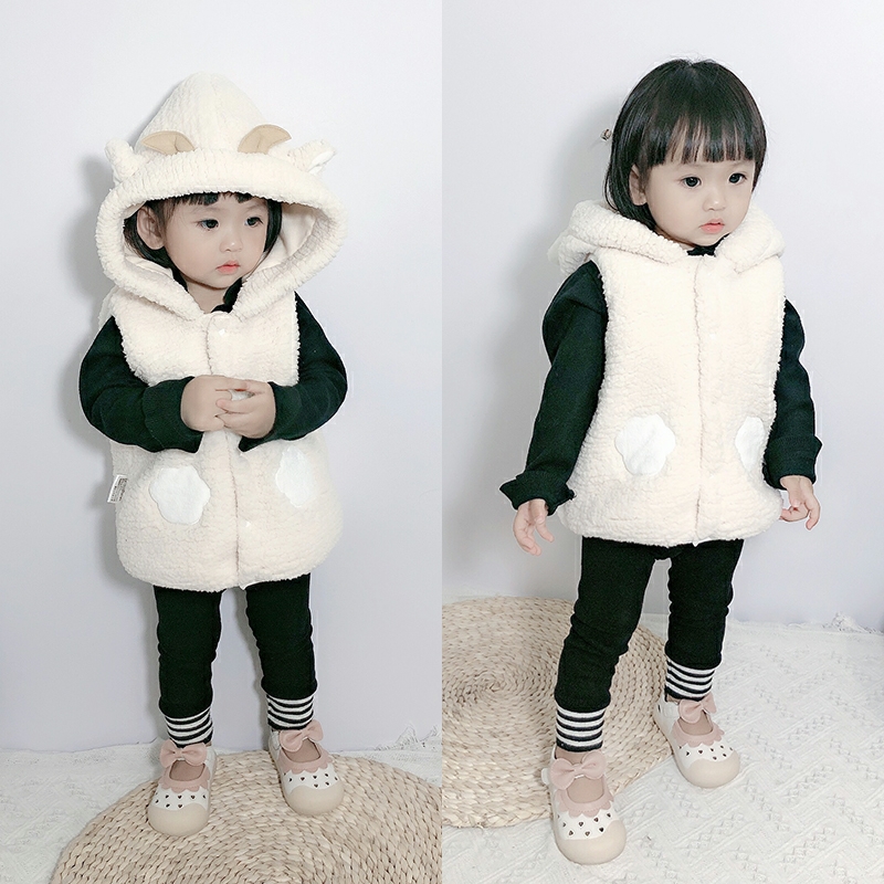 Áo Khoác Nhung Giả Lông Cừu Ấm Áp Xinh Xắn Cho Bé