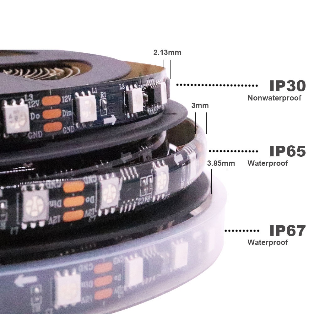 Cuộn Dây Đèn Led RGB Nhiều Màu Sắc Chống Nước 1-5M WS2811 60leds/M DC12V