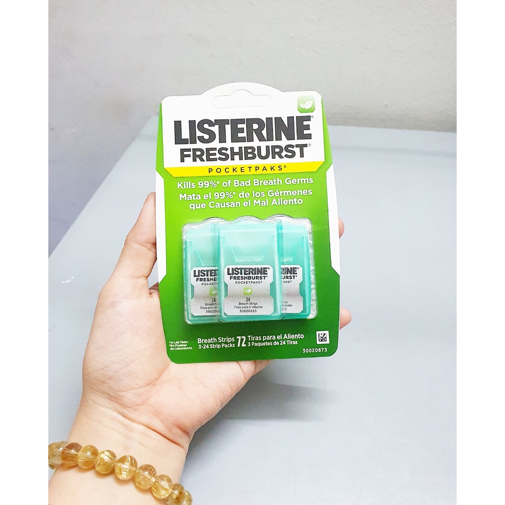 Miếng Ngậm Thơm Miệng Diệt Khuẩn LISTERINE COOL MINT vỉ 3 hộp 24 miếng từ Mỹ bỏ túi tiện lợi