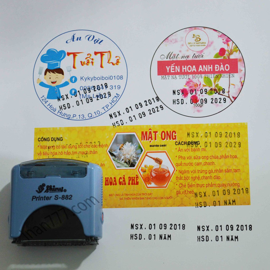 Bộ dấu ghép chữ và số hiệu SHINY S882 _ Con dấu ngày tháng năm_NSX_HSD dấu đóng date mực thường đóng lên giấy