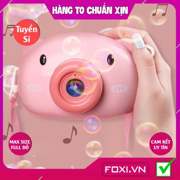 [FREESHIP HÀNG ĐẸP] Đồ chơi Máy ảnh thổi bong bóng hình heo con đáng yêu-mèo hello kitty-có đèn và nhạc-có dây đeo