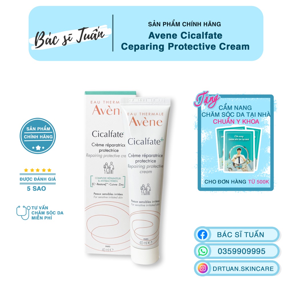 Kem dưỡng phục hồi da và giảm sẹo thâm - Avene Cicalfate reparing protective cream  [CHÍNH HÃNG]