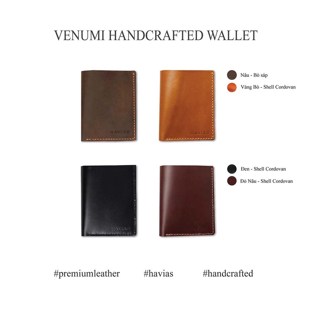 Ví Da đứng Venumi Handcrafted Wallet HAVIAS - Đỏ Nâu