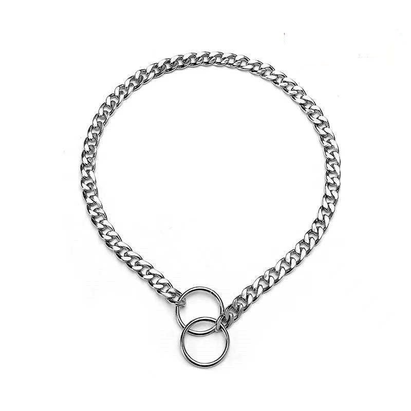 Dog metal flat collar explosion-proof training dog p chain collar anti-bite pet horse dog german shepherd labrador collar