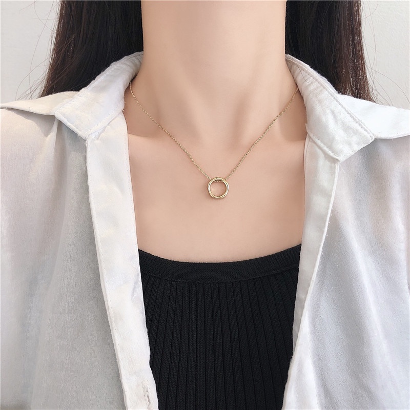 [JUNG/Jung Accessories] Dây chuyền/ vòng cổ vòng tròn hình học nhỏ phong cách Hàn Quốc