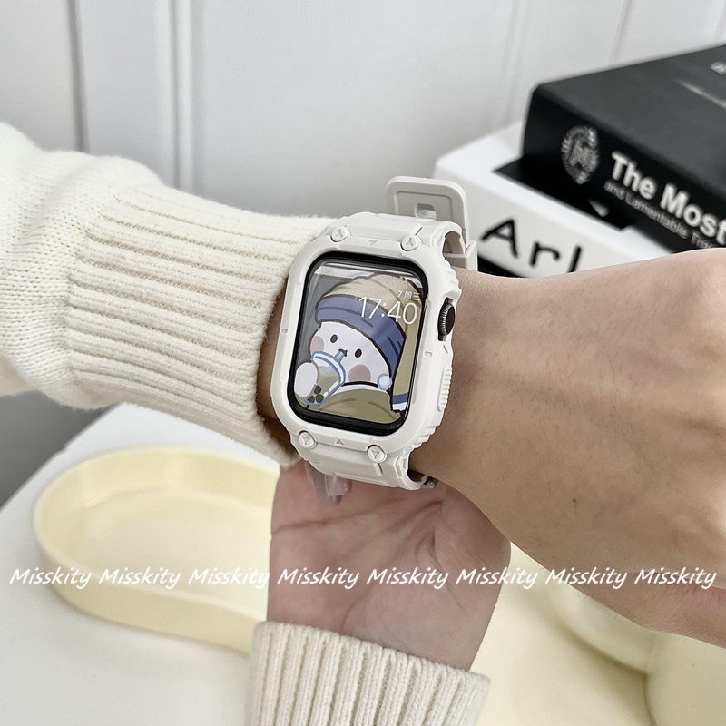 Dây Đeo Đồng Hồ Bằng Silicone Mềm 2 Trong 1 Cho Apple Watch Sries 8 7 6 5 4 3 2 1 40mm 44mm 45mm 41mm