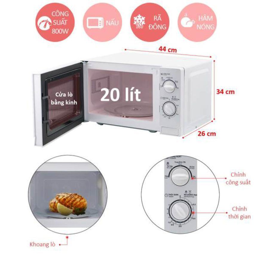 Lò Vi Sóng Sharp 20 Lít Viba 800W - Bảo hành 12 tháng chính hãng