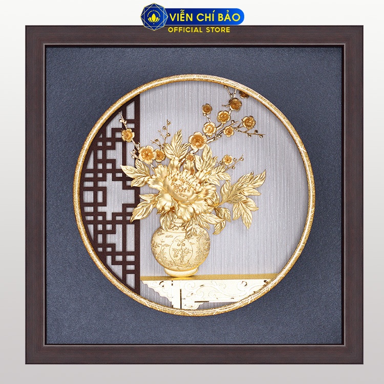 Tranh hoa sen dát vàng 24K vật phẩm quà tặng cao cấp trang trí nhà cửa thương hiệu Viễn Chí Bảo M600092