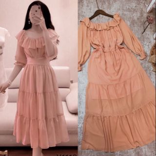 Đầm voan xòe tay lỡ cổ nhúng bèo hàng Thiết Kế