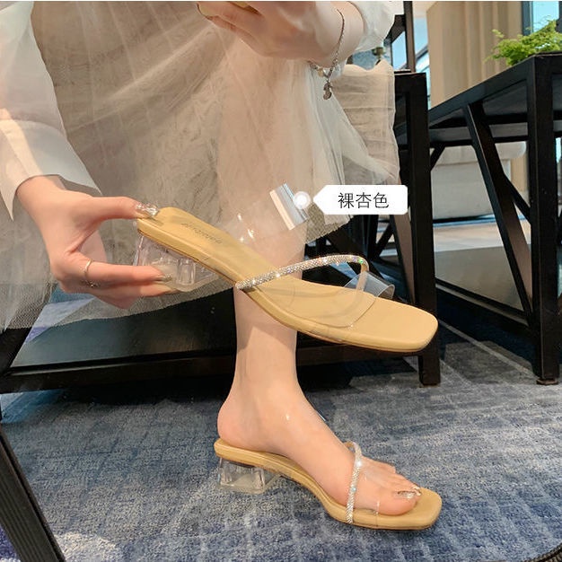 Hàng Mới Về Dép Cao Gót Sandal Quai Trong Suốt Thời Trang Dành Cho Nữ