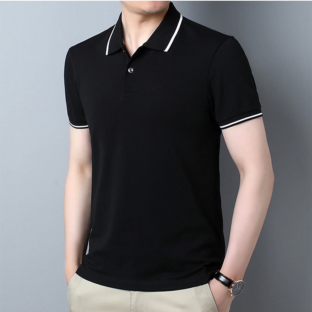 Áo polo nam ngắn tay có cổ vải thun cotton dáng slim Hàn Quốc