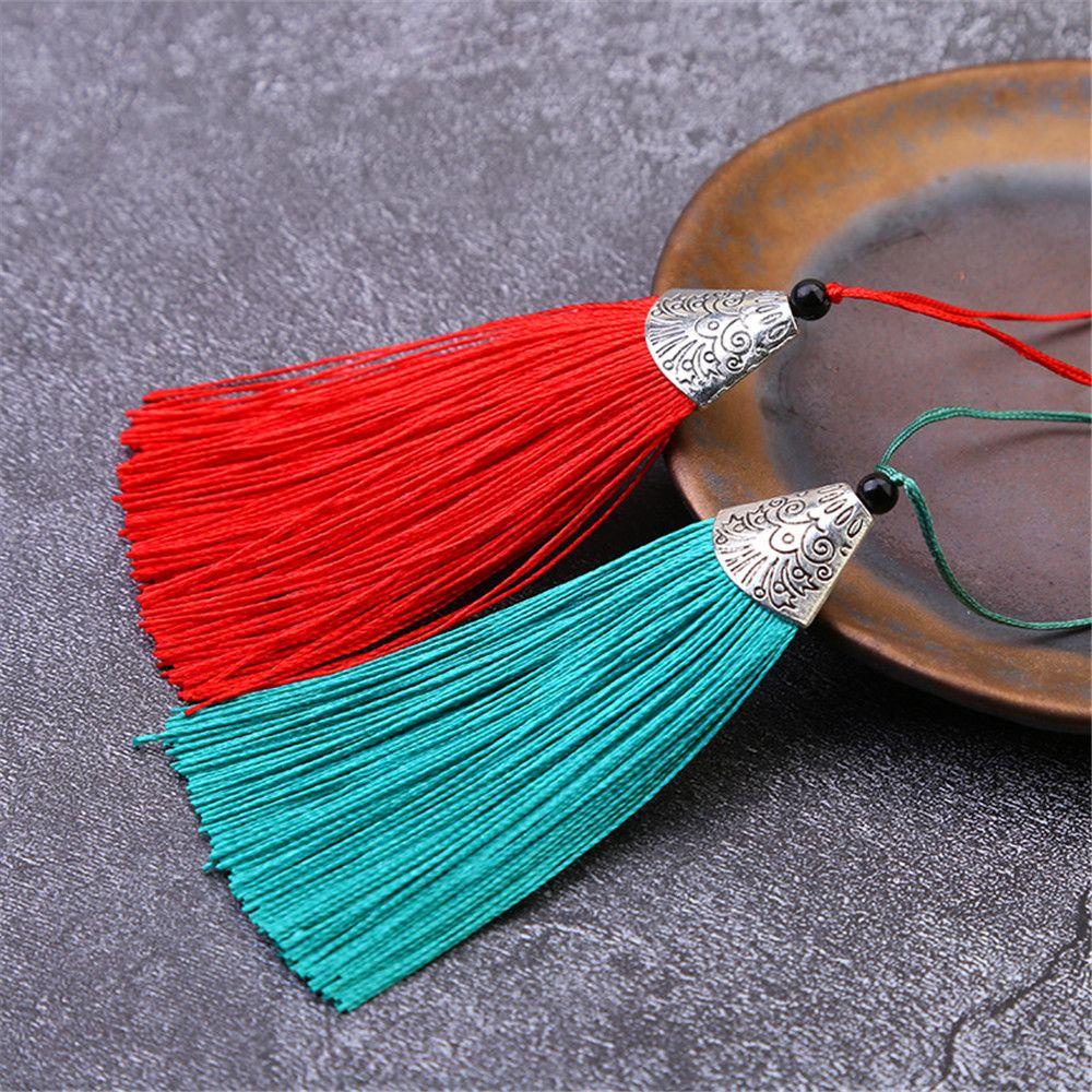 ♫DAPHNE♫ Colorful Phone Case Pendant Hanging Decorations Jewelry DIY Silk Tassel Accessories Home Decor Crafts Earrings Making Tassel with Caps/Multicolor