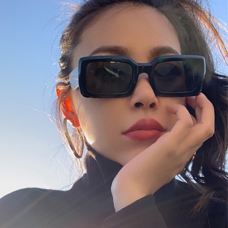Kính Mát Gọng Vuông Kim Loại Phong Cách Retro Thời Trang Cho Nữ