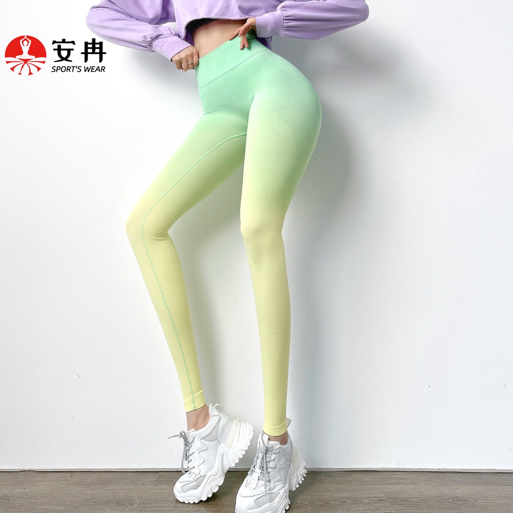 Quần Tập Thể Dục Nữ Anran Màu Gradient Co Giãn Tập Thể Thao Yoga Cho nữ