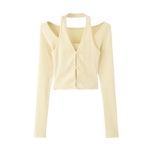 Áo Thun Tay Dài Cổ Yếm Dáng Ôm Thời Trang Xuân Hè 2022 Dành Cho Nữ