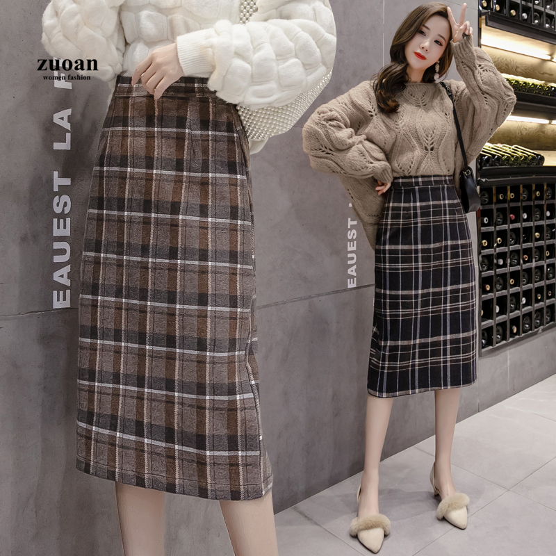 [ Mã 11FASHIONSALE1 giảm 10K đơn 50K ] Chân Váy Kẻ Caro Dài Dáng Lưng Cao Xẻ Tà Thời Trang Dành Cho Nữ | BigBuy360 - bigbuy360.vn