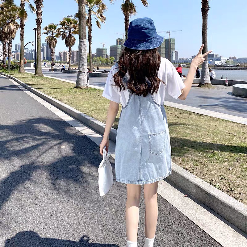 Váy Yếm Nữ Hai Dây Dáng Rộng Hottrend, Váy Jeans Bò Nhiều Màu Sắc Ulzzang Cực Dễ Phối Đồ BeU Shop