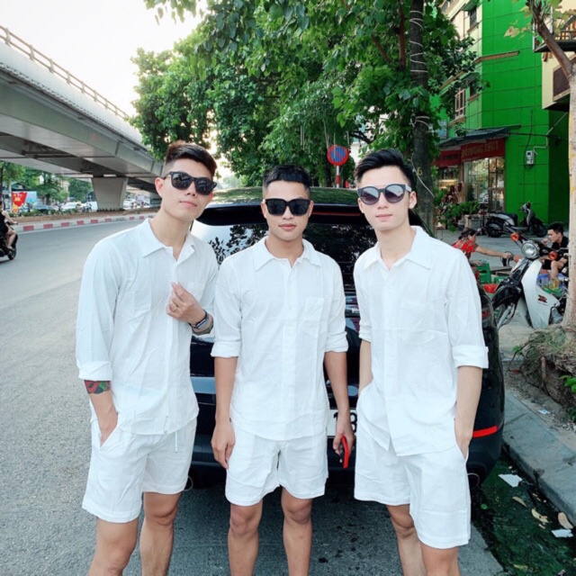 ◙♠✽Áo Sơ Mi Đũi Nam Dài Tay Cổ Bẻ Túi Ngực ,Bộ Quần Ngố + Chất Mát Mặc Nhẹ Đi Biển ,Du Lịch Chơi Hot 2020
