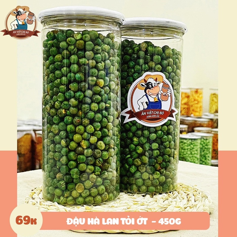 Đậu hà lan tỏi ớt 450g cay mặn ăn vặt min's food vừa ngon vừa rẻ