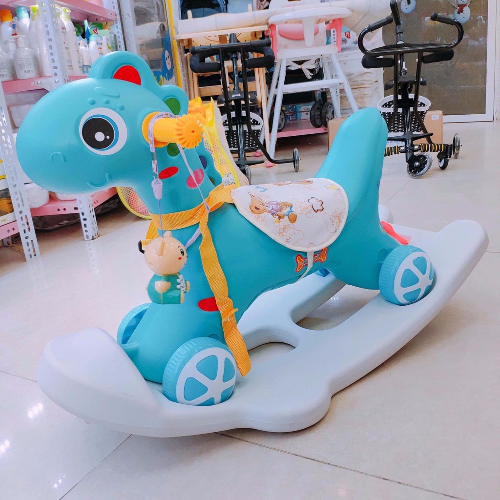 ĐỒ CHƠI NGỰA BẬP BÊNH LẬT ĐẬT CÓ PHÁT NHẠC 2IN1 CHO BÉ 🦄