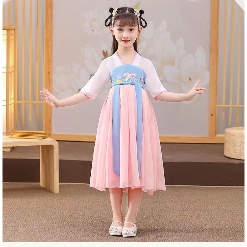 Đầm Hán Phục Thời Trang Mùa Hè 2022 Phong Cách Trung Hoa Cổ Điển Cho Bé Gái