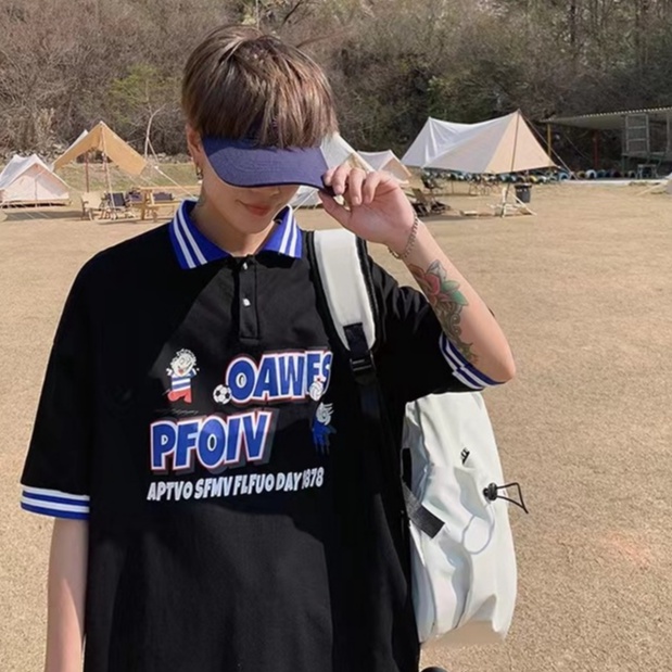 áo polo nam phong cách Hàn Quốc áo thun có cổ trắng áo phông polo nam streetwear áo thun nam có cổ from rộng áo thun có cổ nữ