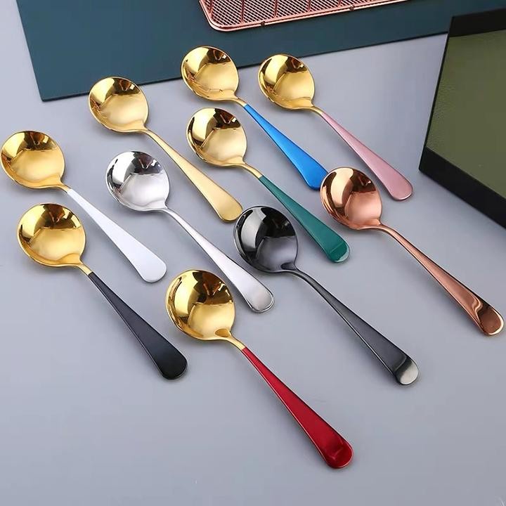 Thìa Ăn Cơm Bằng Inox Mạ Vàng Cán Dài.NP.ĐTCA